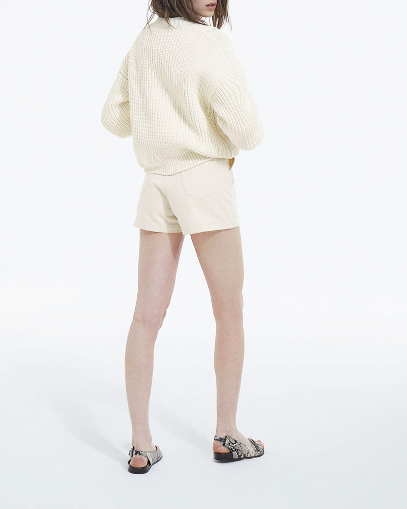 The Kooples - Pull écru Coton Coupe Ample Détails Ajourés - Femme