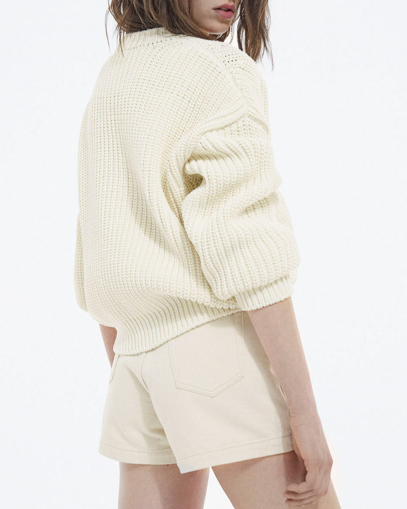 The Kooples - Pull écru Coton Coupe Ample Détails Ajourés - Femme