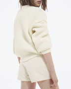 The Kooples - Pull écru Coton Coupe Ample Détails Ajourés - Femme