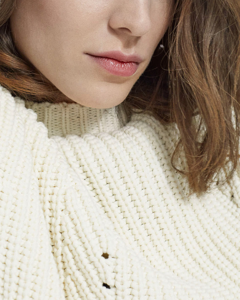 The Kooples - Pull écru Coton Coupe Ample Détails Ajourés - Femme
