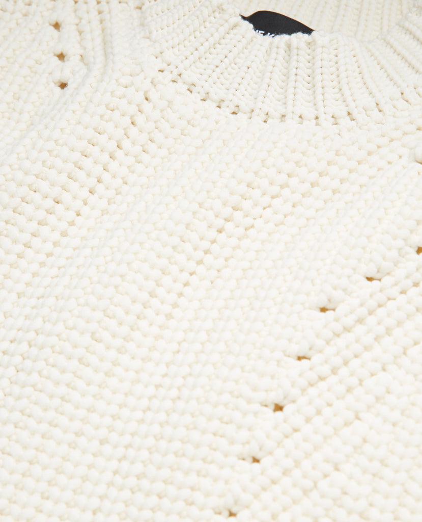 The Kooples - Pull écru Coton Coupe Ample Détails Ajourés - Femme