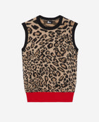 The Kooples - Pull Col Rond Jacquard Leopard Rib Contraste - Femme