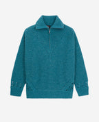 Pull En Laine Et Alpaga - Bleu Canard - Femme