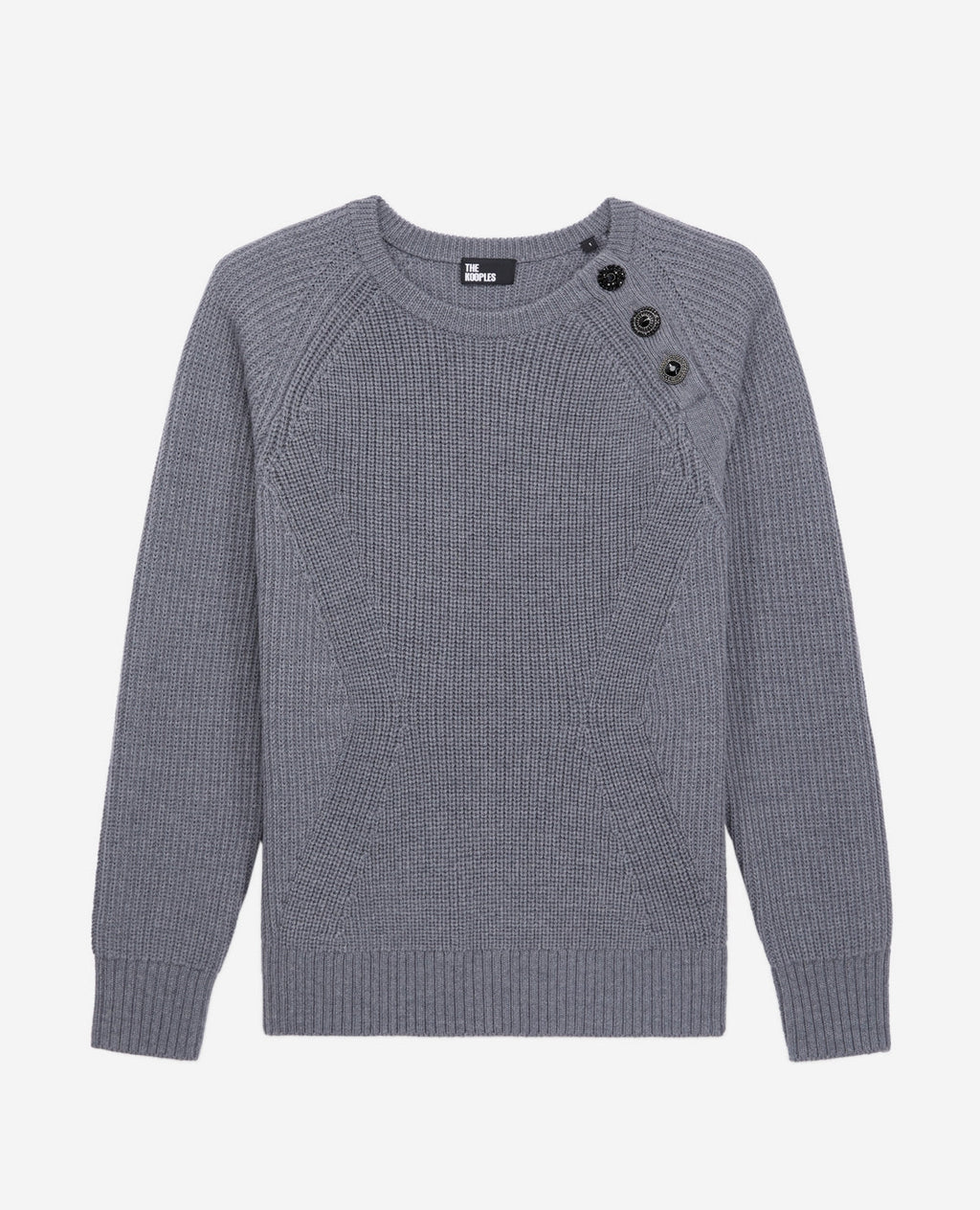 The Kooples - Pull Col Rond A Cote Perlees Et Boutons Bijoux - Femme