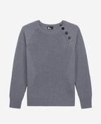 The Kooples - Pull Col Rond A Cote Perlees Et Boutons Bijoux - Femme
