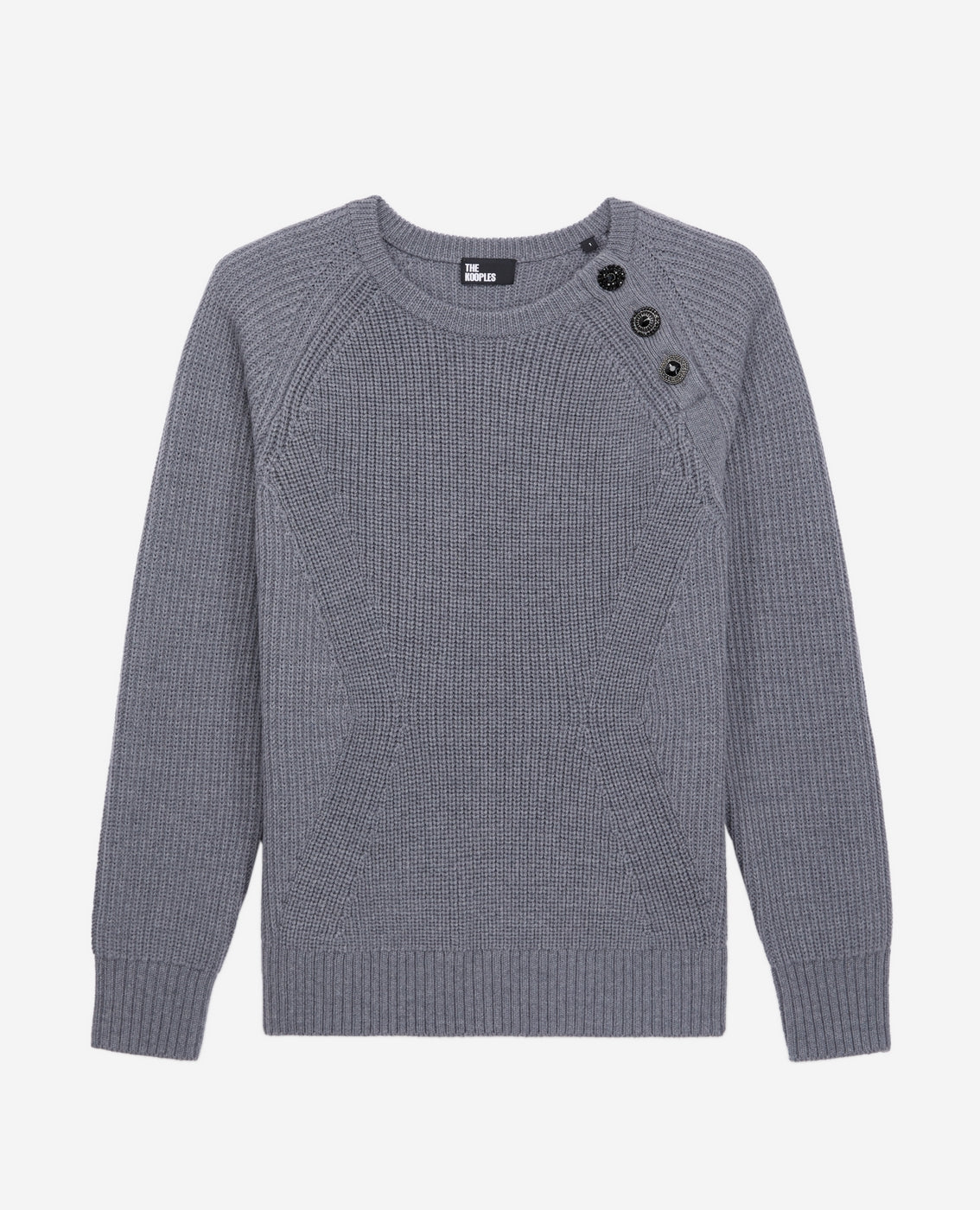 The Kooples - Pull Col Rond A Cote Perlees Et Boutons Bijoux - Femme