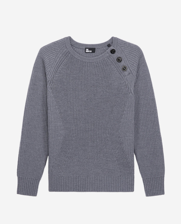 The Kooples - Pull Col Rond A Cote Perlees Et Boutons Bijoux - Femme