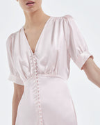The Kooples - Robe Longue Rose Clair Manches Courtes - Femme