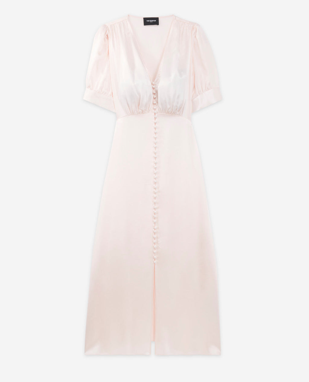 The Kooples - Robe Longue Rose Clair Manches Courtes - Femme