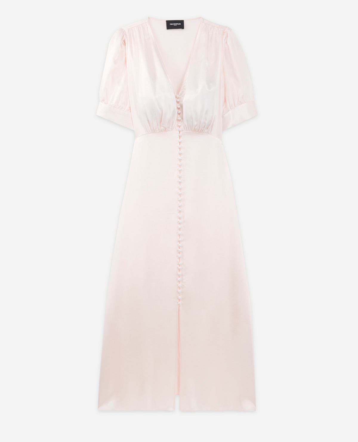 The Kooples - Robe Longue Rose Clair Manches Courtes - Femme