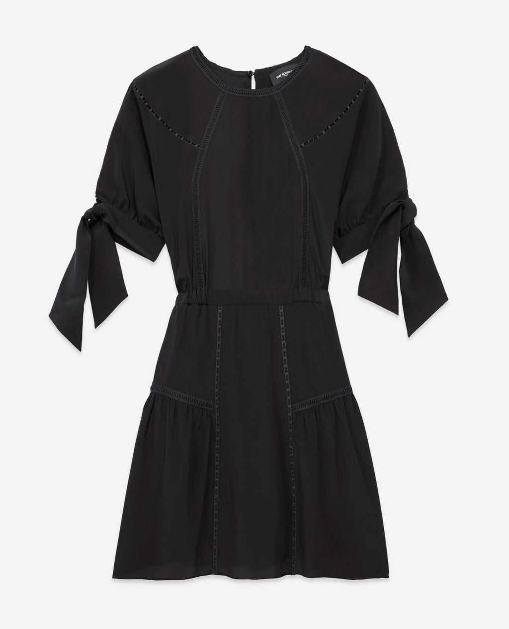 The Kooples - Robe Soie Noire Courte À Manches Nouées - Femme
