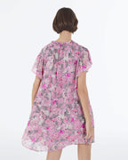 The Kooples - Robe Courte Rose Manches À Volants Motifs - Femme
