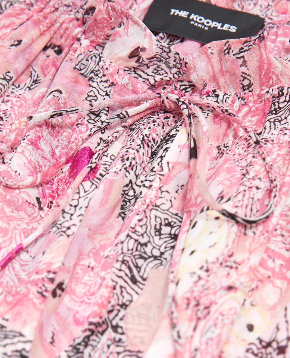 The Kooples - Robe Courte Rose Manches À Volants Motifs - Femme