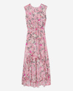 Robe Longue Fluide Rose Imprimé Fleuri - Femme
