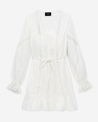 The Kooples - Robe Légère Blanche Courte Détails Brodés - Femme