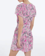 The Kooples - Robe Manches Courtes Rose Imprimée - Femme