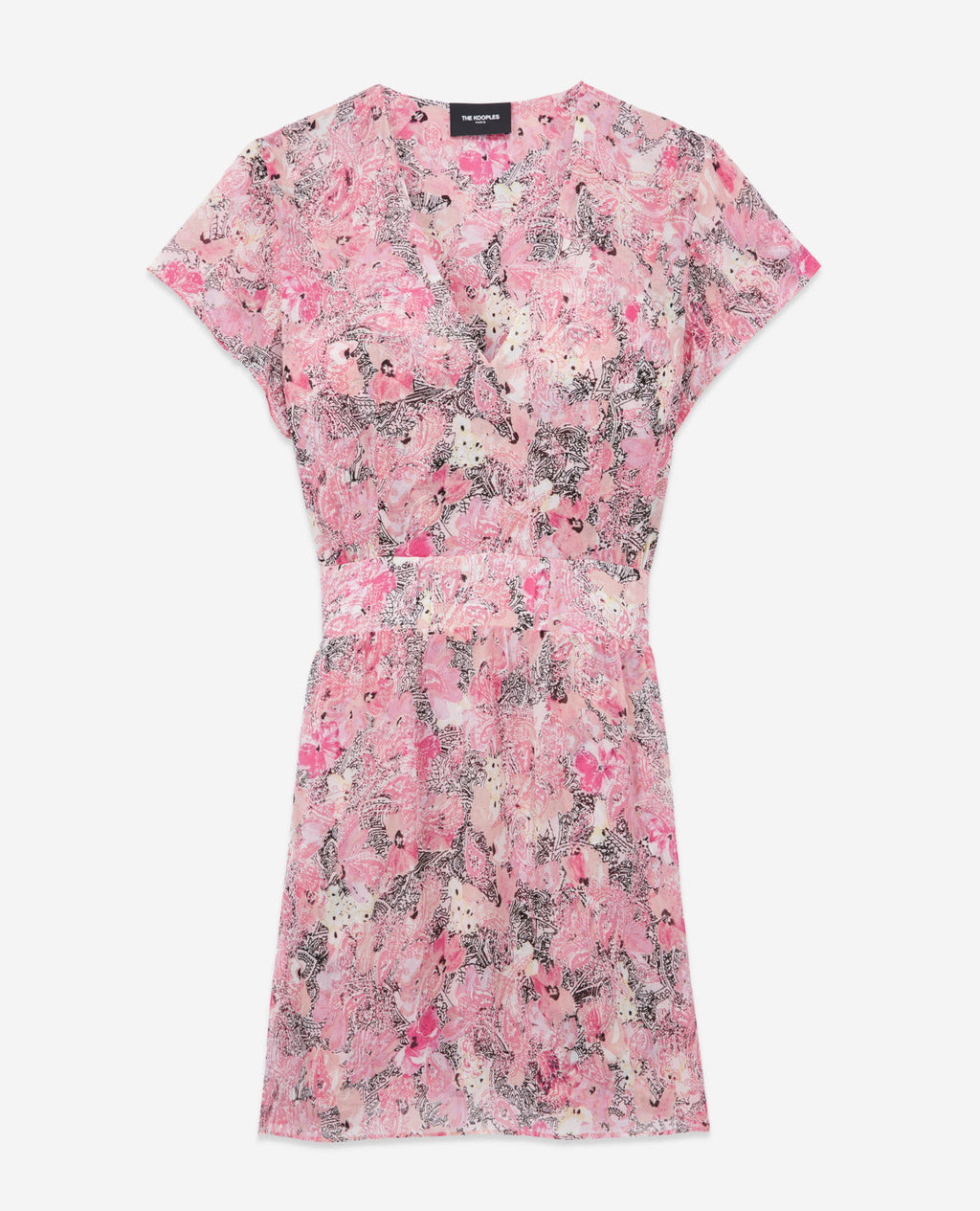 The Kooples - Robe Manches Courtes Rose Imprimée - Femme