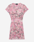 The Kooples - Robe Manches Courtes Rose Imprimée - Femme