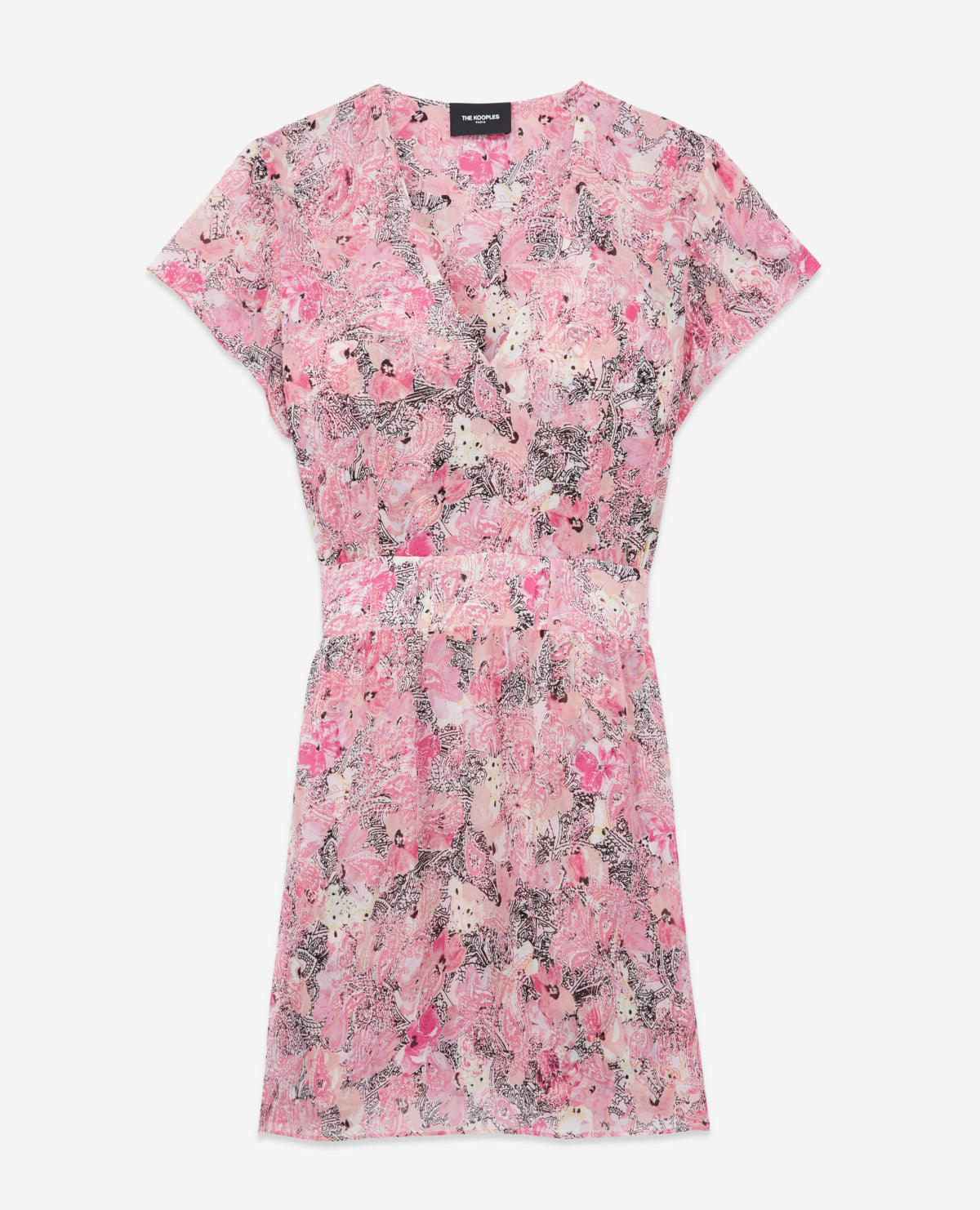 The Kooples - Robe Manches Courtes Rose Imprimée - Femme