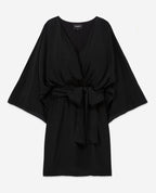 The Kooples - Robe Courte Kimono Ceinturée En Viscose Soie - Noir - Femme