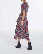 The Kooples - Robe En Soie Rouge À Imprimé Fleuri - Femme