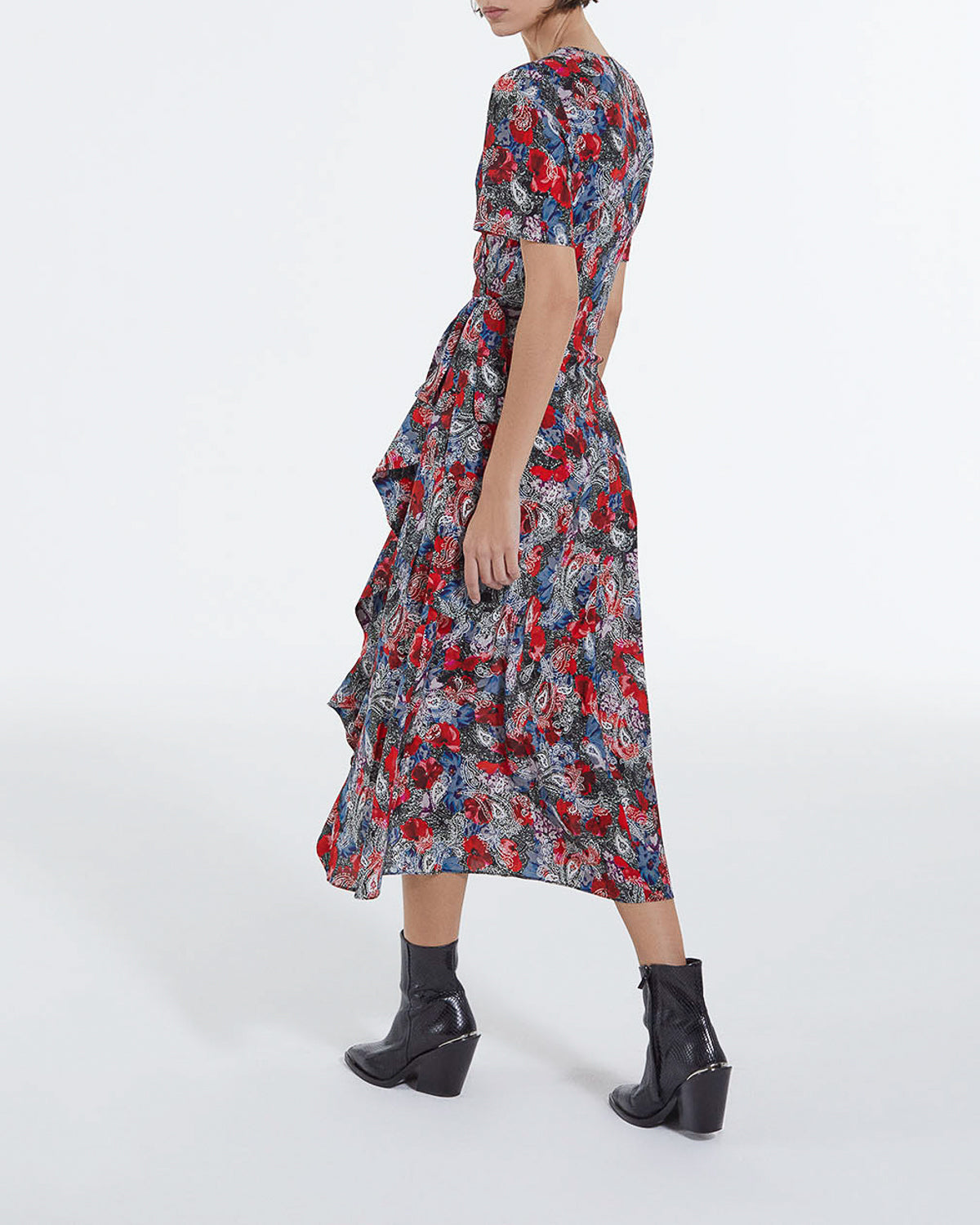 The Kooples - Robe En Soie Rouge À Imprimé Fleuri - Femme