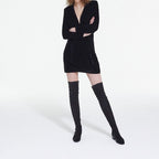 The Kooples - Robe Courte Manches Longues Decollete En Velours - Femme