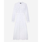 The Kooples - Robe Midi En Broderie Anglaise - Blanc - Femme