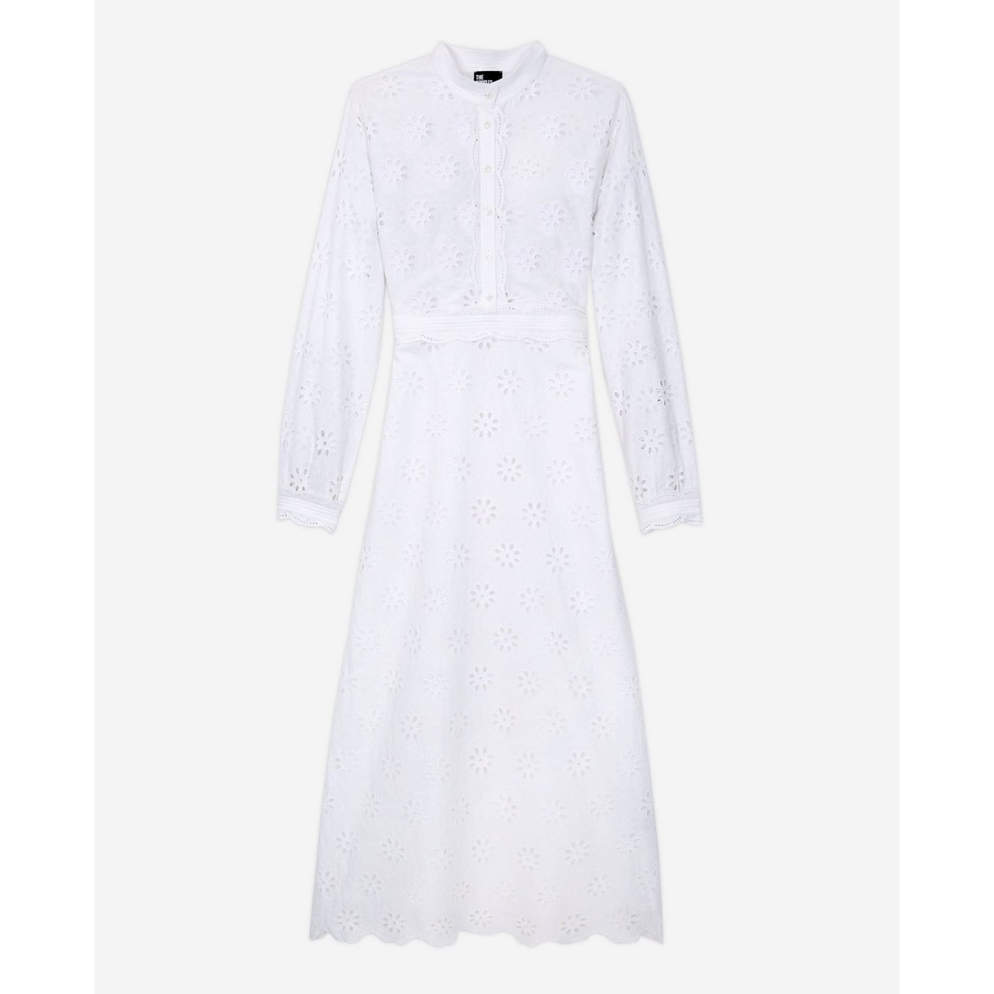 The Kooples - Robe Midi En Broderie Anglaise - Blanc - Femme