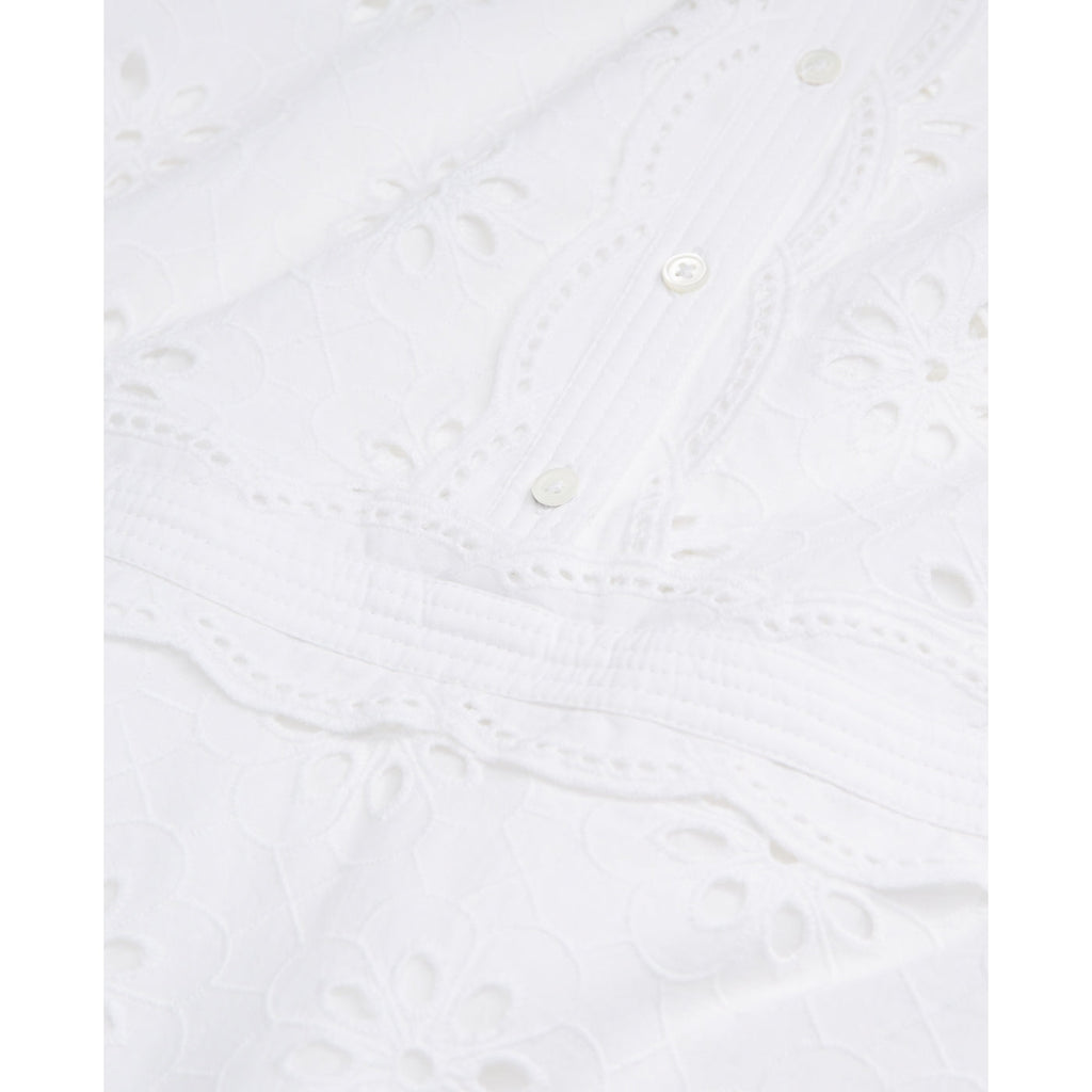 The Kooples - Robe Midi En Broderie Anglaise - Blanc - Femme