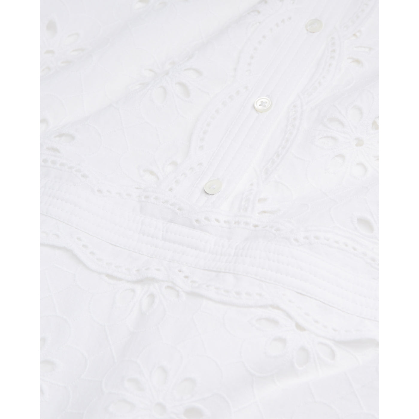 The Kooples - Robe Midi En Broderie Anglaise - Blanc - Femme