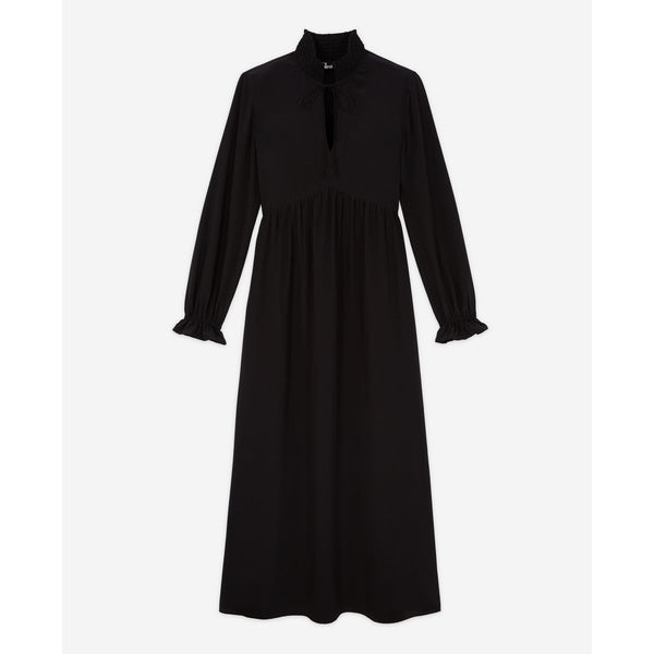 The Kooples - Robe Longue En Soie - Noir - Femme