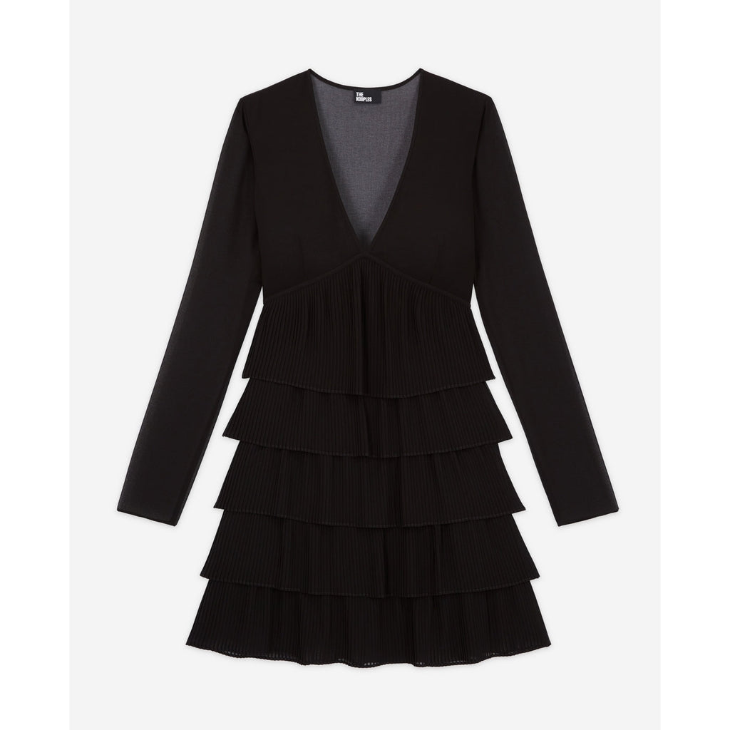 The Kooples - Robe Volantée - Noir - Femme