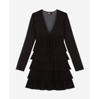 The Kooples - Robe Volantée - Noir - Femme