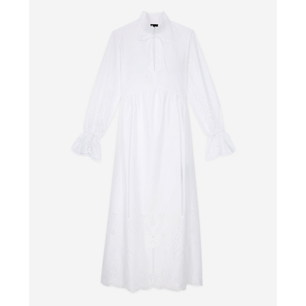 The Kooples - Robe Longue En Broderie Anglaise - Blanc - Femme