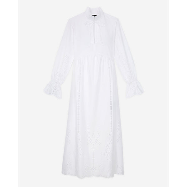The Kooples - Robe Longue En Broderie Anglaise - Blanc - Femme