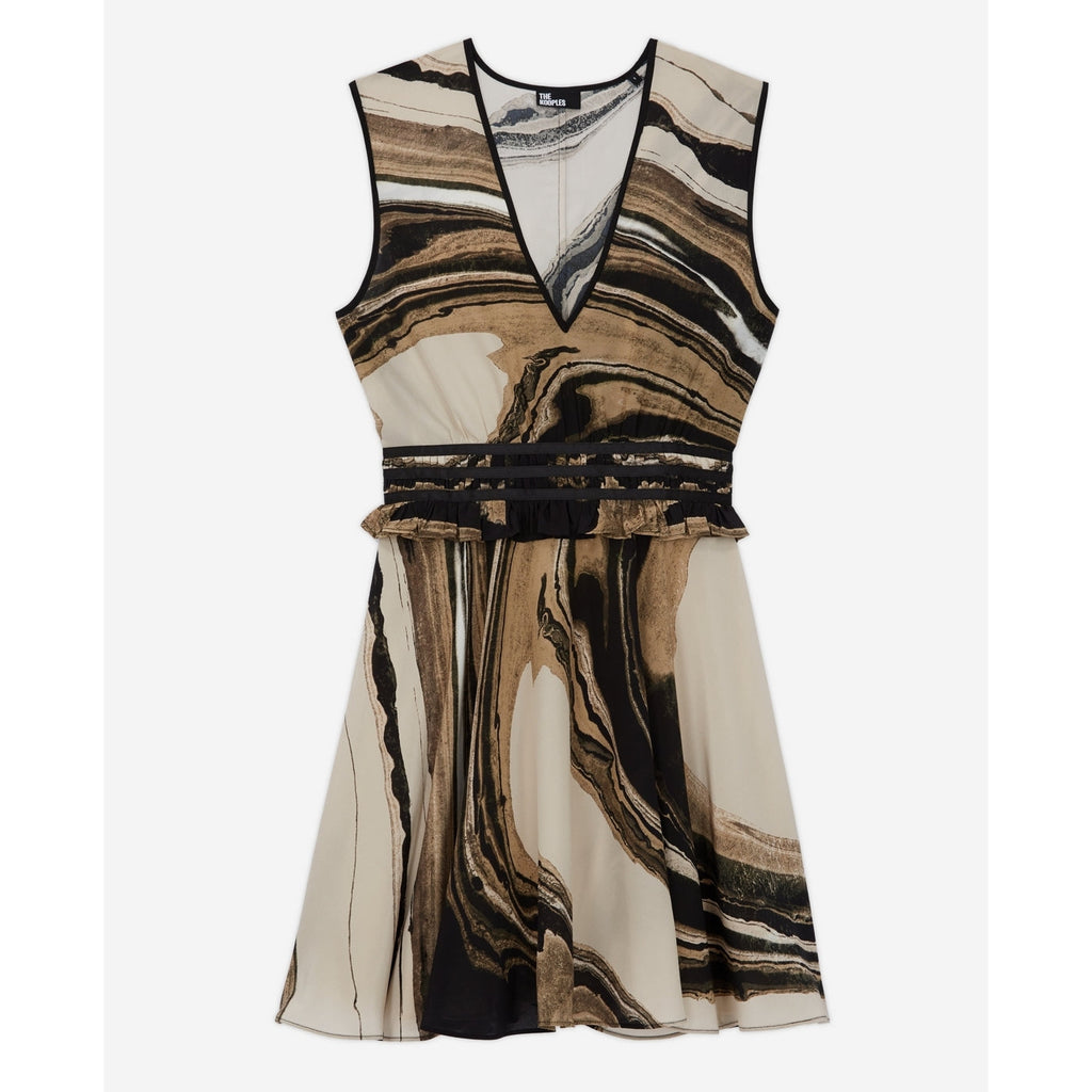 The Kooples - Robe Patineuse En Soie - Beige Et Marron - Femme