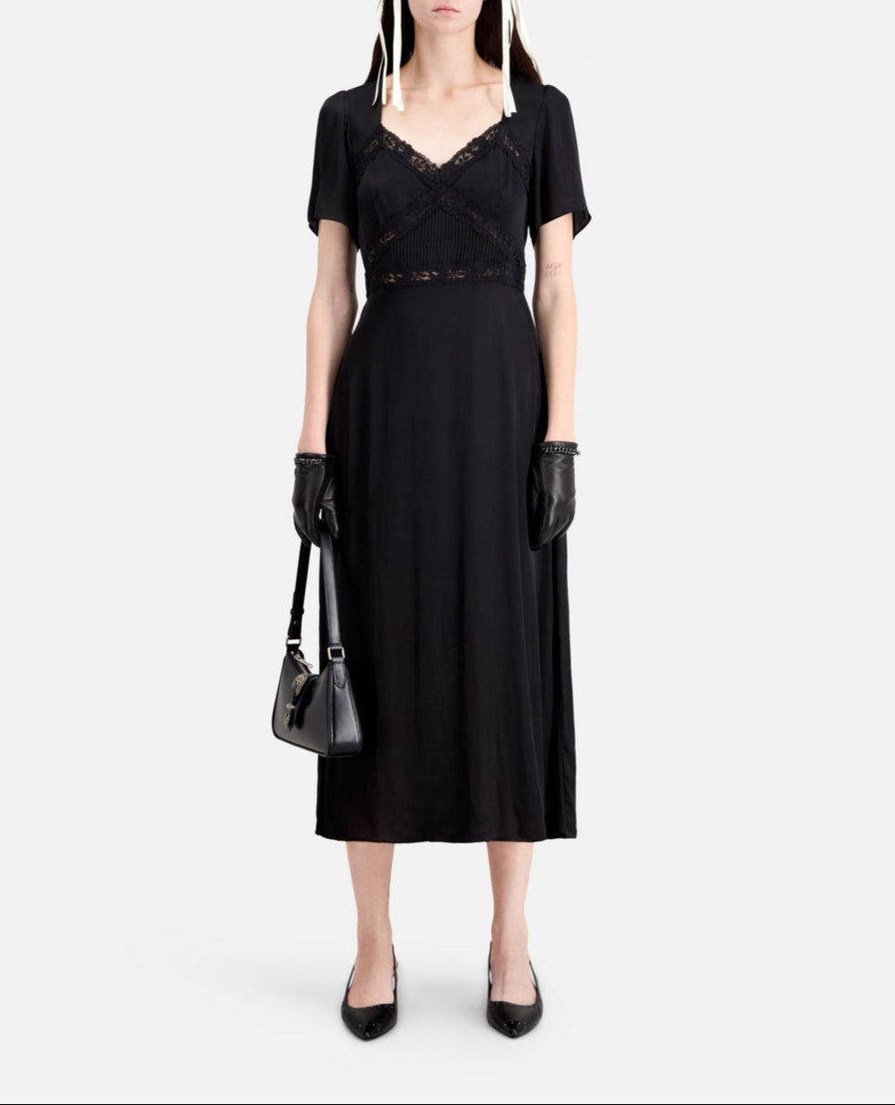 The Kooples - Robe Longue Mc Haut Dentelle - Femme