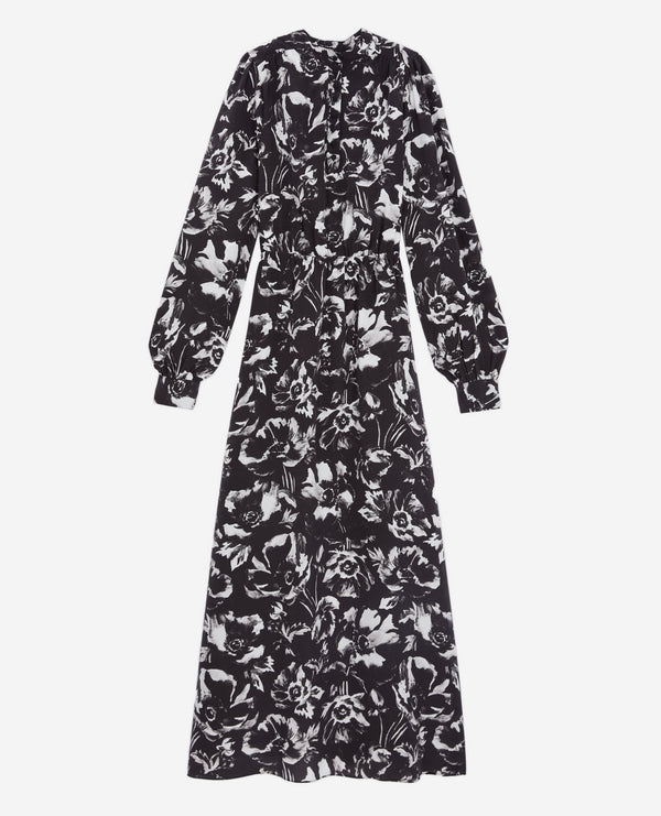 The Kooples - Robe Longue En Soie - Noir - Femme