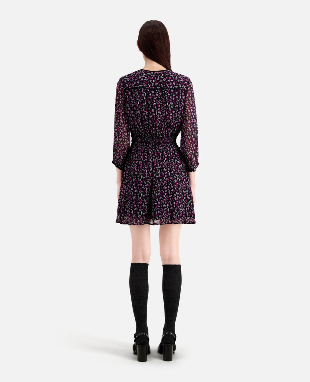 The Kooples - Robe Patineuse - Noir Et Rose - Femme