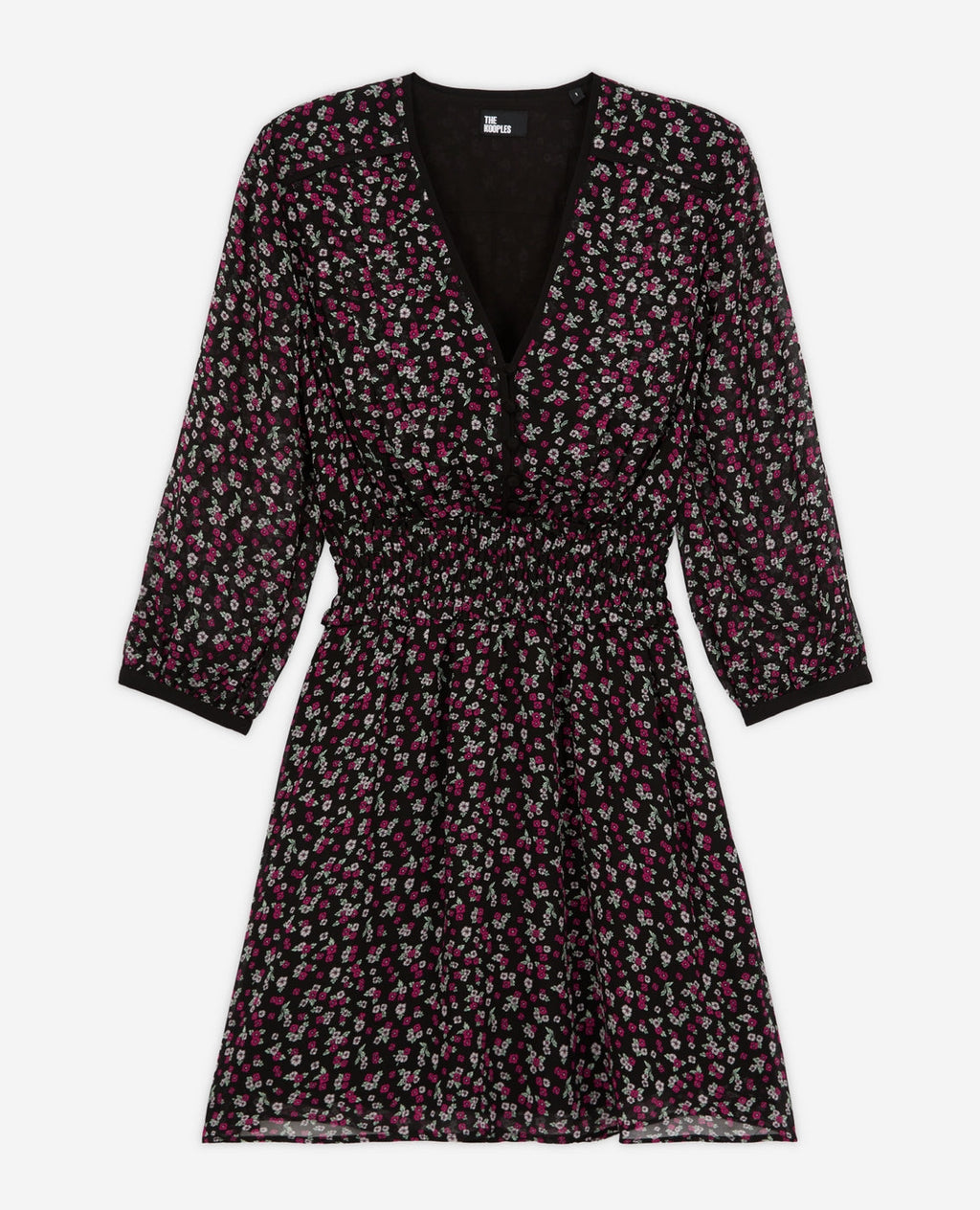 The Kooples - Robe Patineuse - Noir Et Rose - Femme