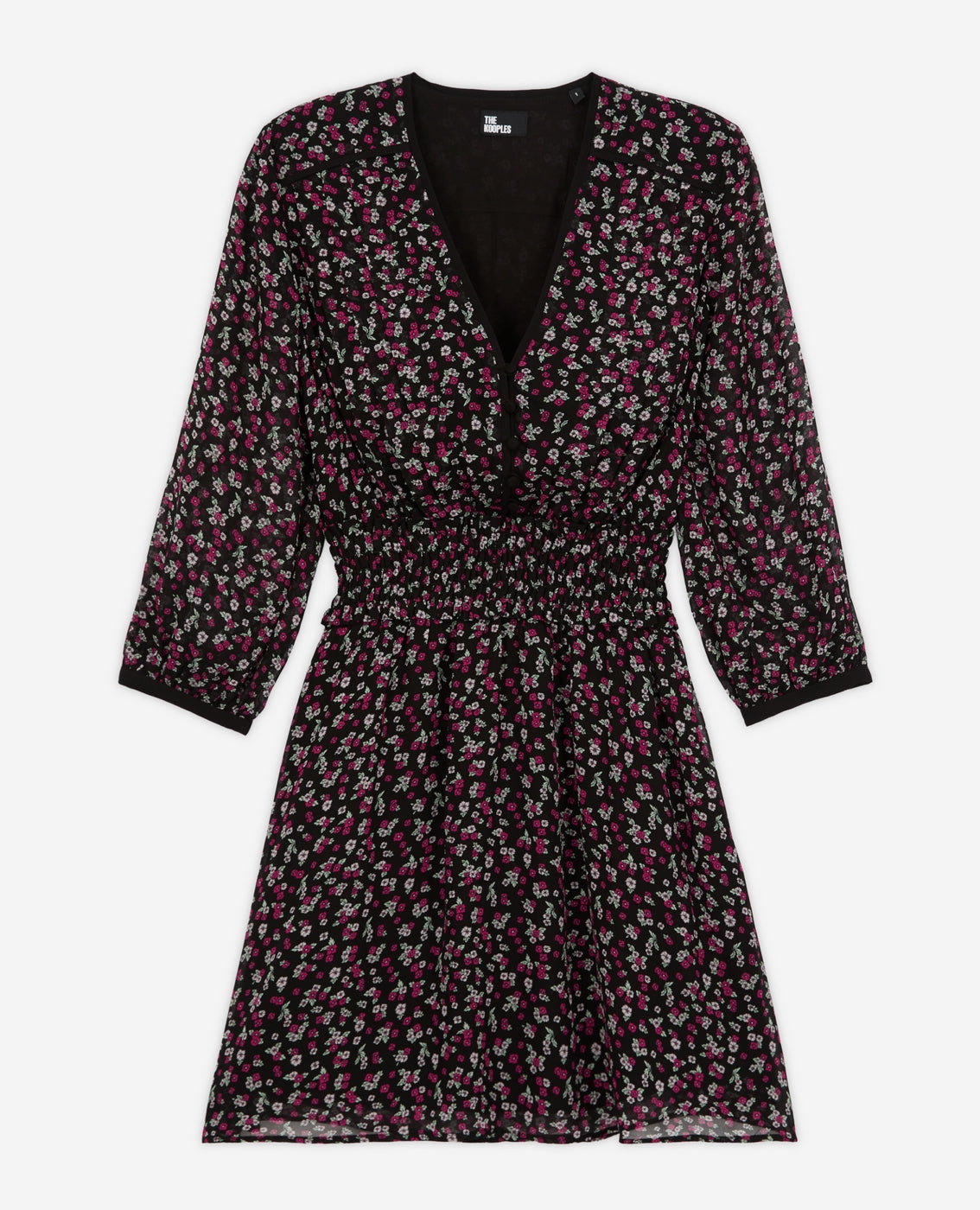 The Kooples - Robe Patineuse - Noir Et Rose - Femme