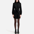 The Kooples - Robe Chemise Bi-Matière - Noir - Femme