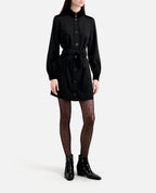 The Kooples - Robe Chemise Bi-Matière - Noir - Femme
