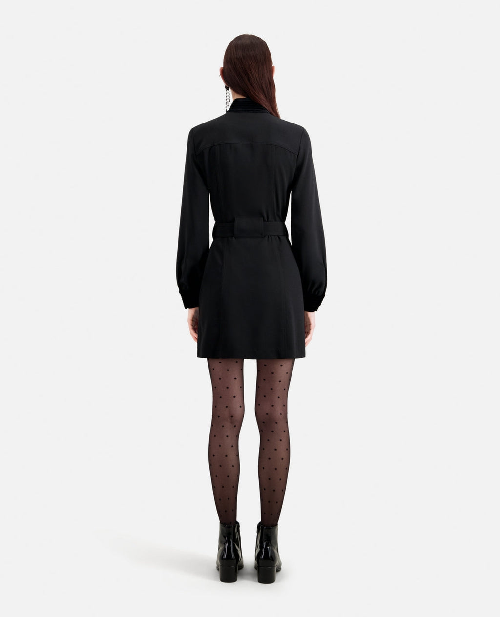 The Kooples - Robe Chemise Bi-Matière - Noir - Femme