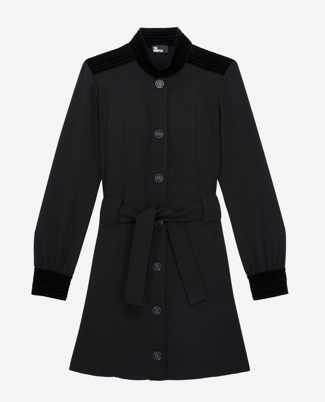 The Kooples - Robe Chemise Bi-Matière - Noir - Femme