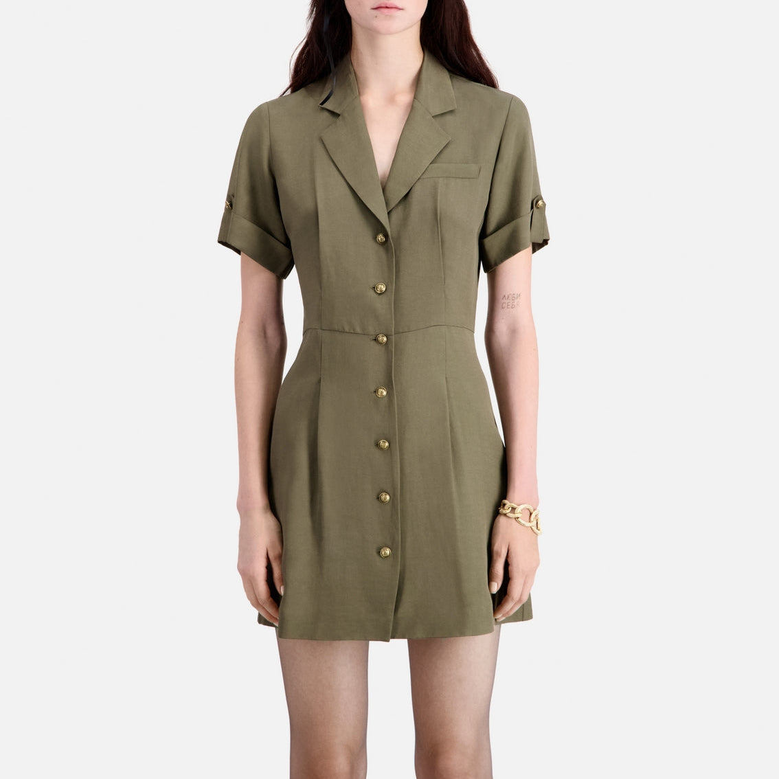 The Kooples - Robe Chemise - Kaki - Femme