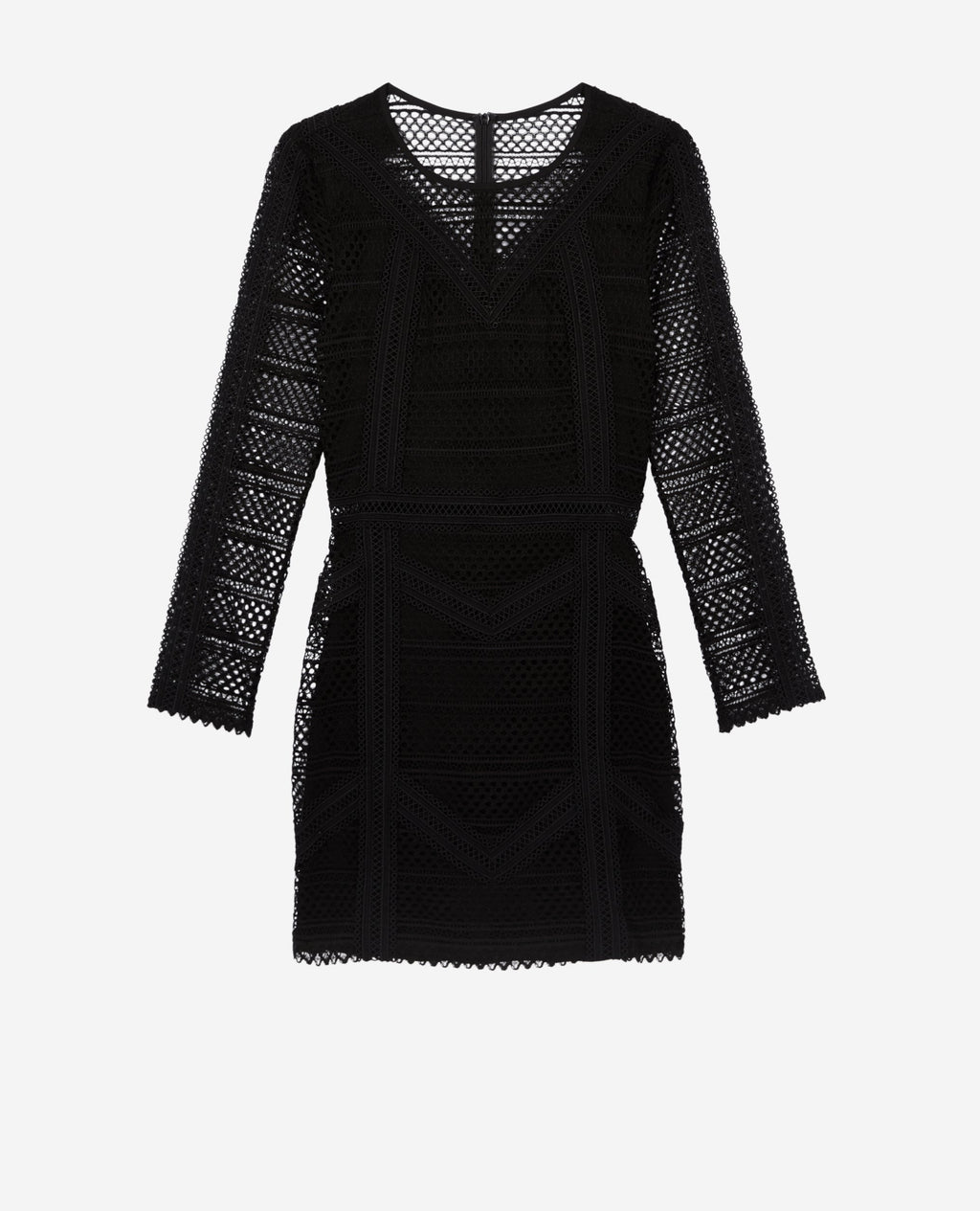 The Kooples - Robe Courte Avec Mix Dentelles A Manches Longues