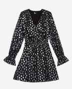 The Kooples - Robe Courte A Petits Coeurs Manches Longues Taille Elastiquee