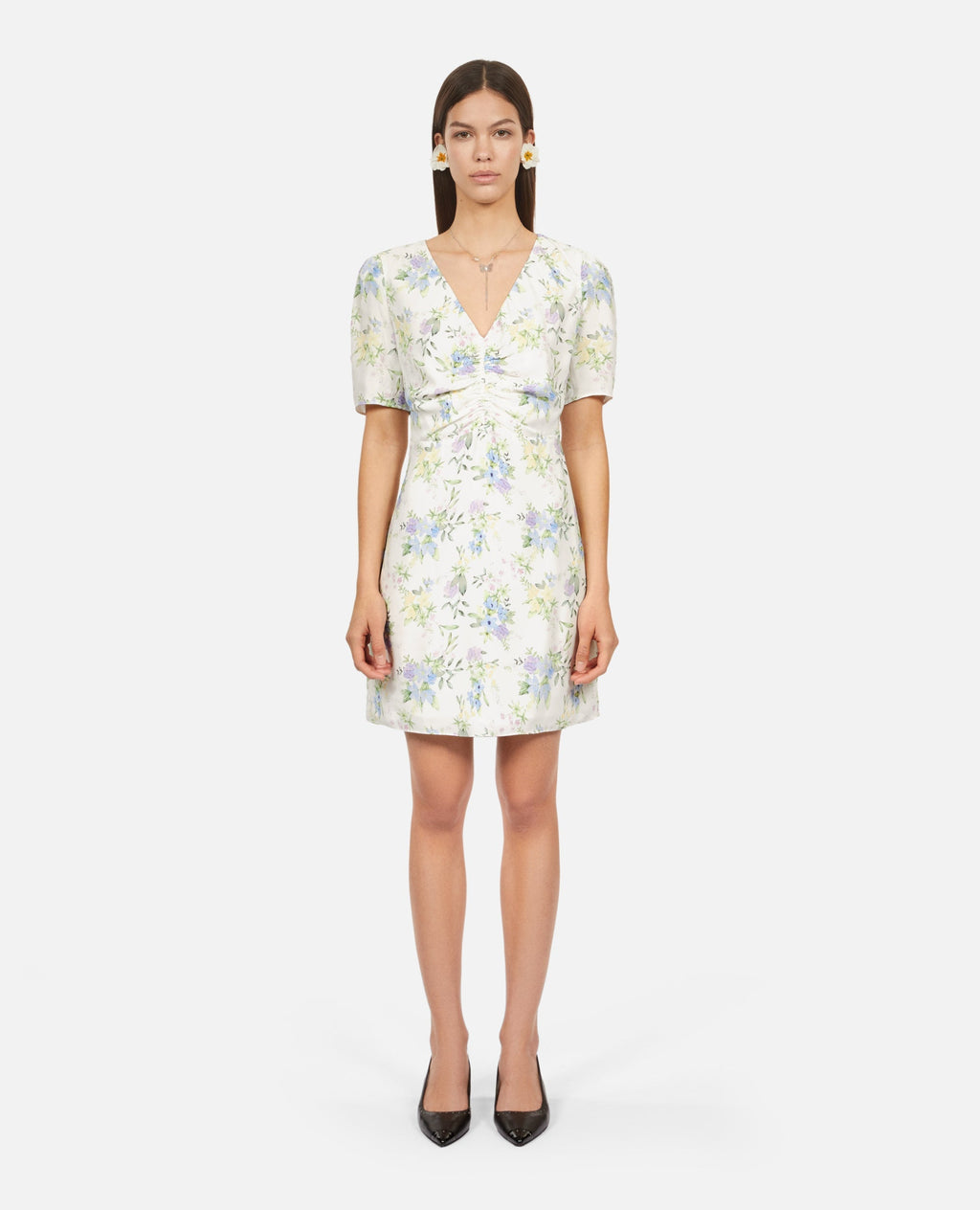 The Kooples - Robe Courte A Manches Courtes Froncee